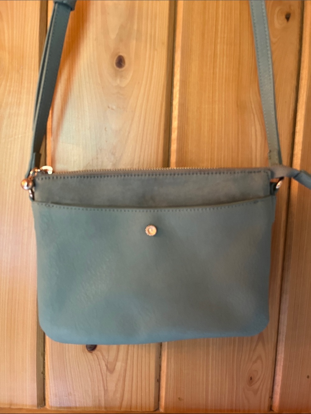 Lauren Conrad Minimalist Teal Crossbody Bag with Front Snap